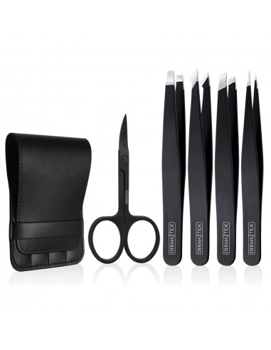 4 Steel tweezers + Scissors Set
